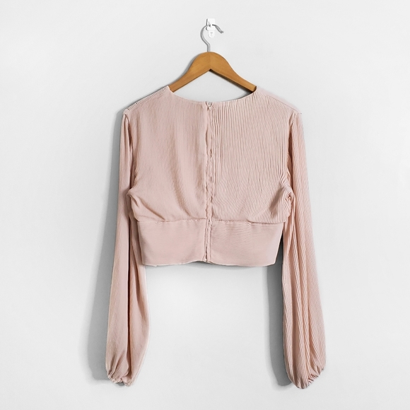 KEEPSAKE THE LABEL Revolve Pink Pleated Surplice Cropped Blouse - Picture 2 of 10